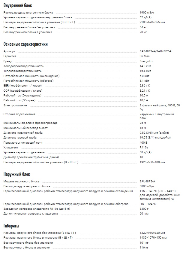 Кондиционер колонный ENERGOLUX CABINET SAP48P2-A/SAU48P2-A